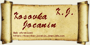 Kosovka Jočanin vizit kartica